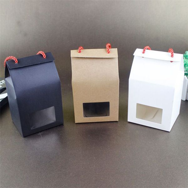 DIY-Kraftpapier-Boxen mit durchsichtigem Fenster, Süßigkeiten-Schokoladen-Verpackungsboxen mit Seilgriff, Hochzeitsgeschenk-Geschenkbox
