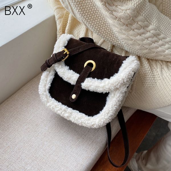 

bxx] scrub leather crossbody bags for women 2019 winter faux fur design shoulder messenger bag female handbags and purse hj618