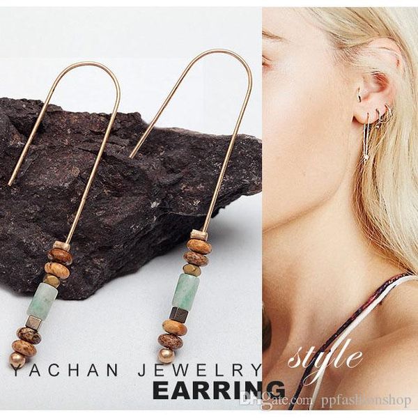 

ювелирные изделия +2017 высокого качества, оригинальный смешанного цвет натурального камень, мода ретро длинного пункт ж серьги, комплект юв, Silver