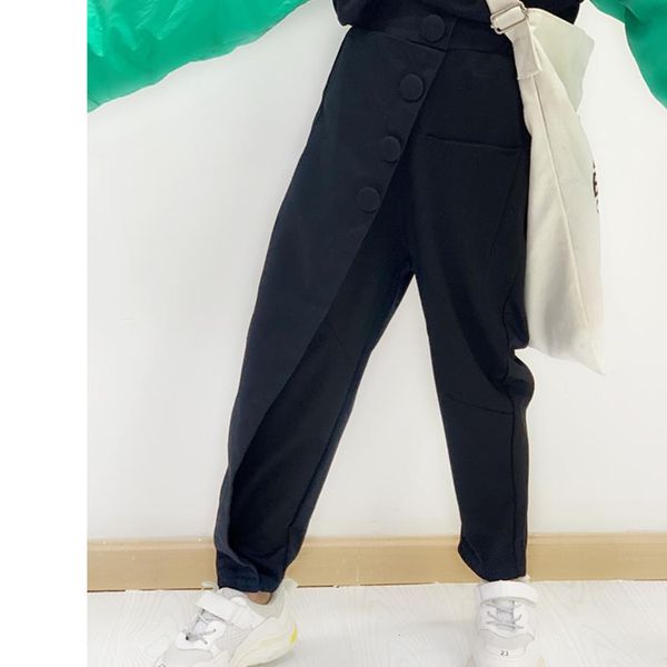

2019 spring autumn new button black pants for baby girls fahion casual style trousers children clothes teens ws950, Blue