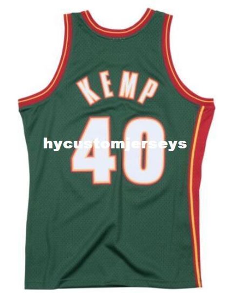 

shawn kemp #40 green sewn retro vintage jersey mens vest size xs-6xl stitched basketball jerseys ncaa, Black;blue