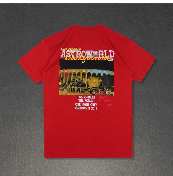 

mens designer t shirts travis scott astroworld la tour hip hop rap fashion casual short-sleeved crew neck loose cotton high quality, White;black