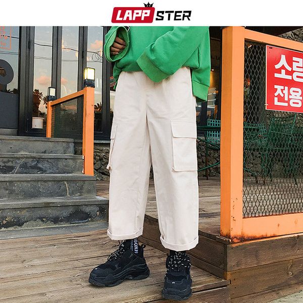 

harajuku streetwear шаровары 2019 summer mens hip hop багги бегуны брюки карманы japanes стиль black cargo