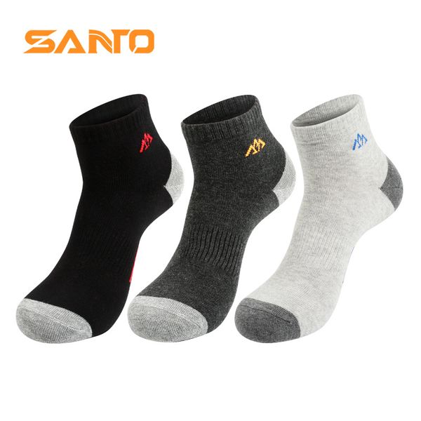 

santo 1pairs/lot men women socks cotton sports basketball running outdoors towel hiking cycling ankle short socks 6 colors, Black