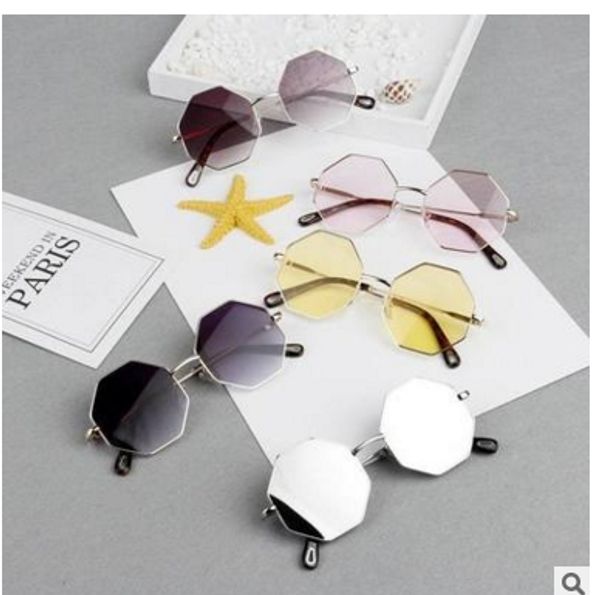 

new kids hexagon sunglasses cute boys&girls uv400 vintage metal frame infant glasses hip-hop punk cool baby child glasses, White;black
