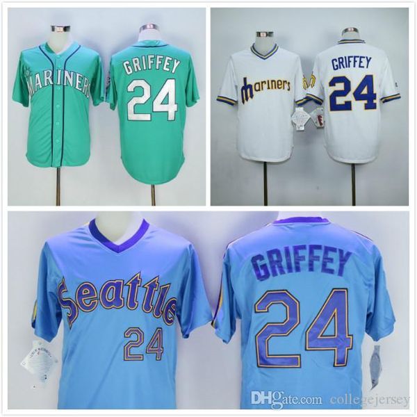 

24 ken griffey jersey white blue green, Blue;black