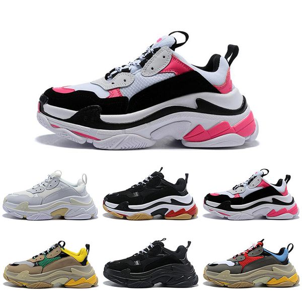 

with socks casual shoes triple-s fashion paris black white red old dad running shoes for men women sports sneakers trainer