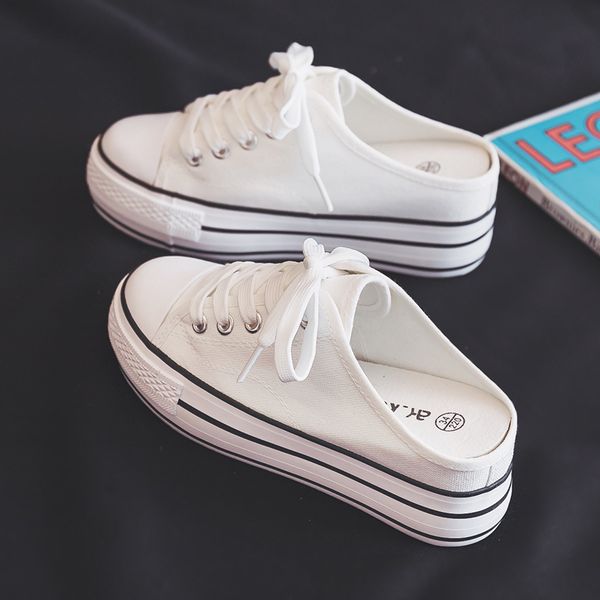 

all-match increas height casual woman shoe korean shoes platform women female footwear round toe women's espadrilles, Black