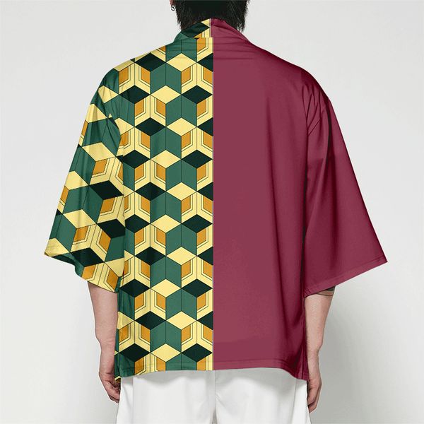 

wamni кимоно кардигана men summer streetwear самурай костюм кимоно batwing рукав люди смешных 3d печать dropshipping, Red