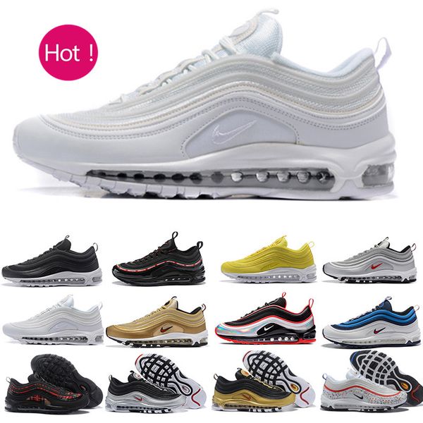

air shoes og triple white running shoes og metallic gold silver bullet pink mens trainer women sports sneakers w1-2q