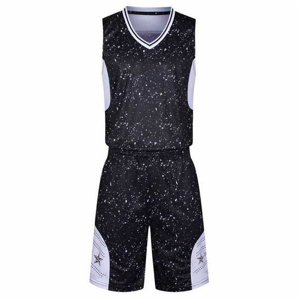 

men blank double-sided basketball team uniforms kits sports clothes tracksuits personality customized basketball sets with shorts h16-1, Blue;black