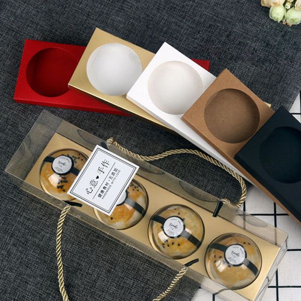 

4 cavity clear baking packing box with handle portable cake snack boxes package boxes