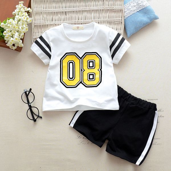 

dailou summer children clothes sport suits kids outfit casual cotton baby boy clothes cute cartoon toddler girls clothing 2020, White