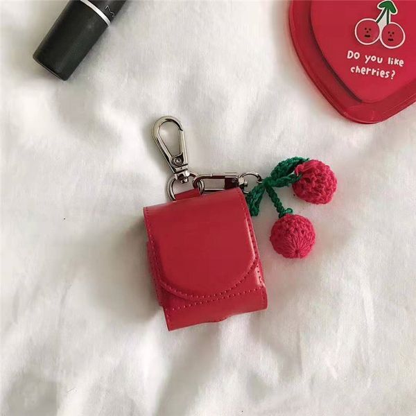 

для airpods случай pu кожаного роскошного дизайна крышки вишневой защитной оболочки для яблоневых наушников-1 аксессуары