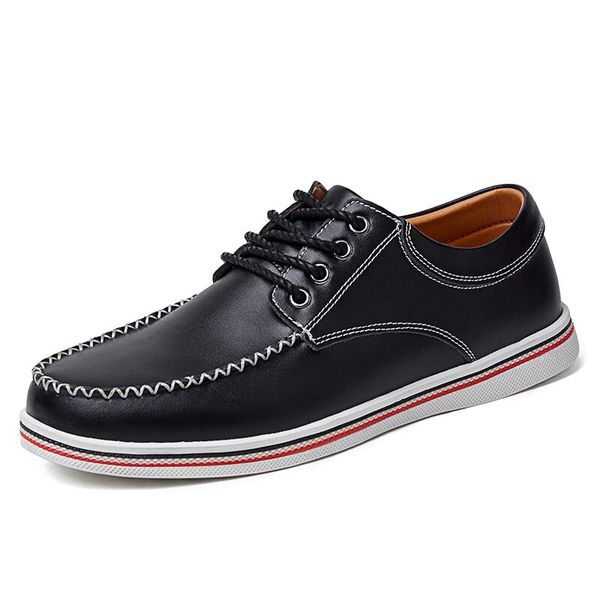 

new 2019 fashion casual shoes men lace up flats summer comfortable handmade driving moccasins men shoes, Black
