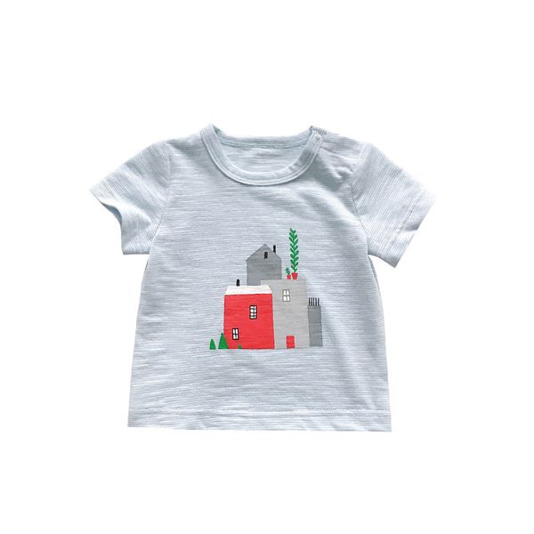 

2020 летние мальчики тенниски мультфильм дом печать с коротким рукавом, Blue