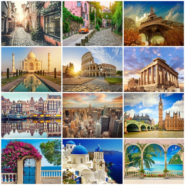 

huacan city landscape painting by numbers drawing on canvas handpainted art picture kits home decor diy gift