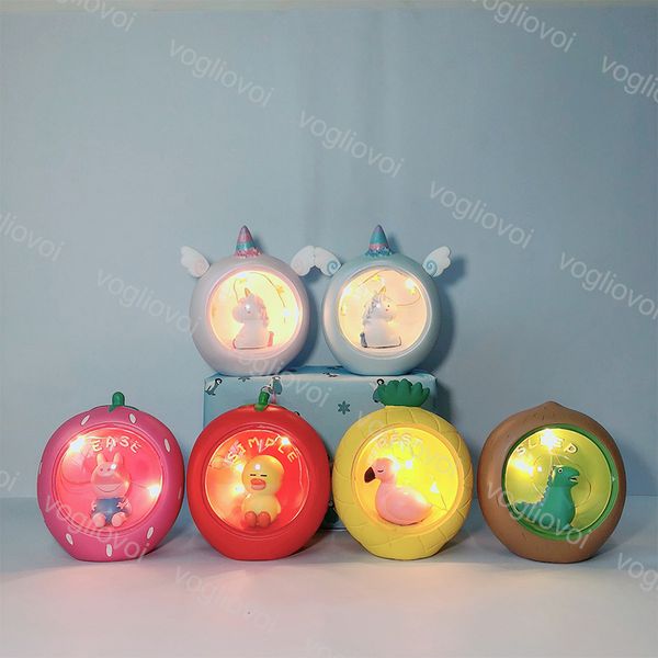 

night lights resin cartoon dog pig duck bear pink blue unicorn warm white indoor lighting for bedroom bedside children's room decoratio