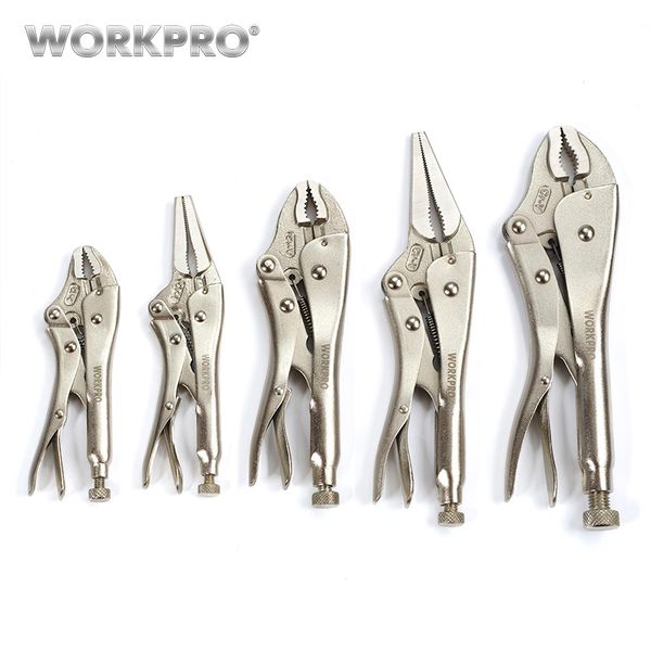 

workpro 5pc pliers set crv locking pliers curved jaw long nose