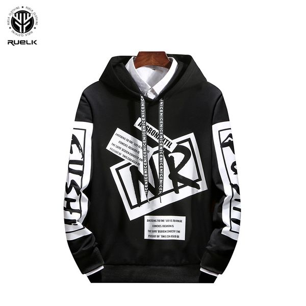 

ruelk 2020 fall fashion sweatshirt hooded street hip hop style men's trend loose jacket men's casual urban youth hoodie m-3xl, Black