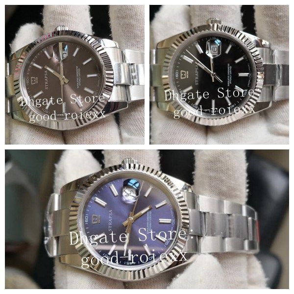 

41mm mens bp factory mechanical asia 2813 movement watch men steel date 126334 eta watches sapphire datejust perpetual men's wristwatch, Slivery;brown