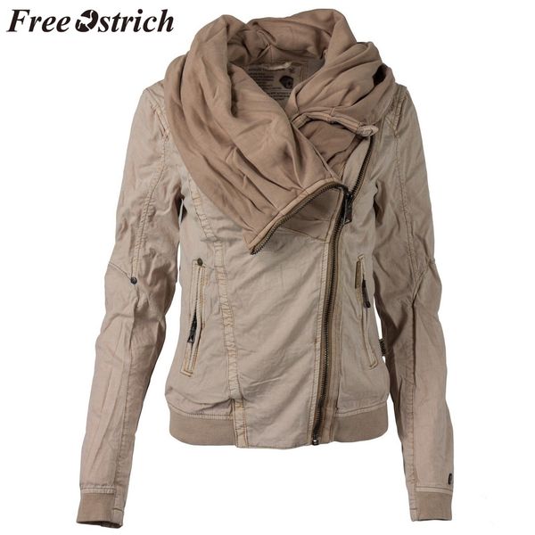 

ostrich coat women diagonal zipper long sleeve jacket notched khaki long sleeve loose fashion autumn winter coat women, Black;brown