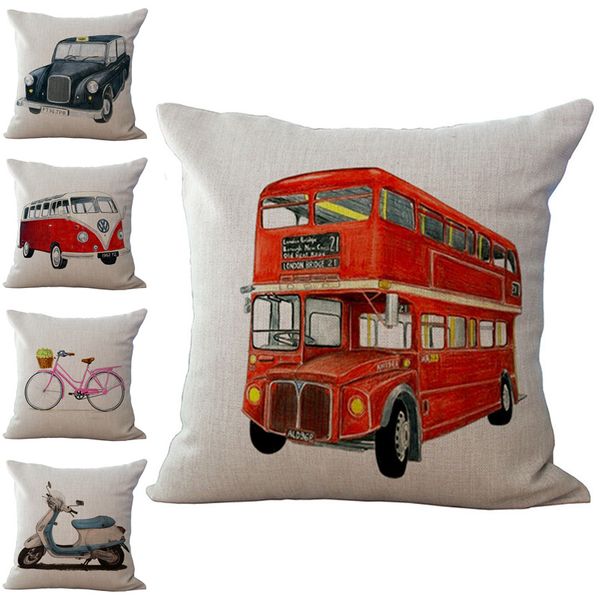 

лондон красный автобус такси автомобиль наволочка подушка крышки белье хлопок бросьте наволочки home decor рождественский подарок 240450