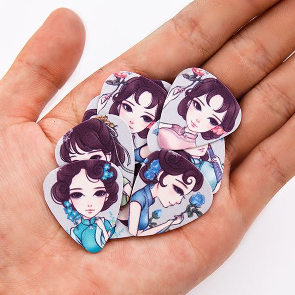 

soach 10pcs 3 kinds of thickness new guitar picks bass ancient charm girl pictures print guitar accessories part