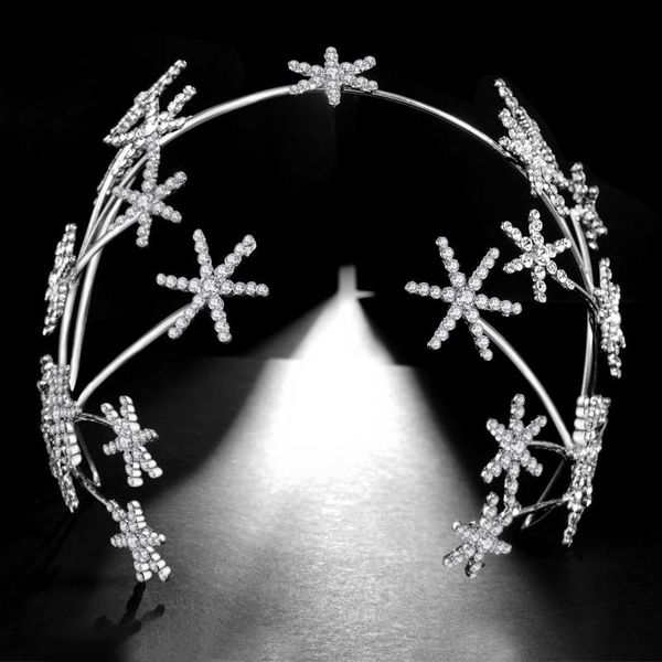 

forseven handmade wedding star shape tiaras shiny rhinestone crown hair comb hair jewelry bridal accessories jl, Golden;white