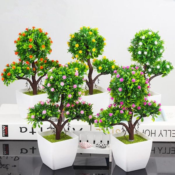 

artificial plants bonsai plastic simulation tree deskpot decorative fake flowers leaves garden plant home l office decor