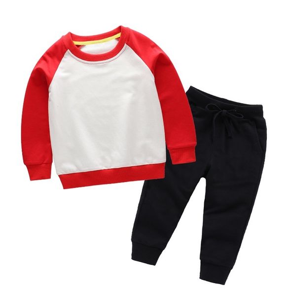 

new spring children clothing set boys candy color casual sports t-shirt pants 2pcs infant outfit kids clothes suit tracksuits t200414, White
