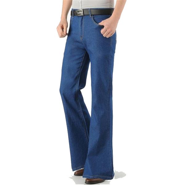 

2018 pants men's new loose men'smicro-bomb boot cut pant cowboy flared trousers me's wide foot micro-branch pants size28-38, Blue
