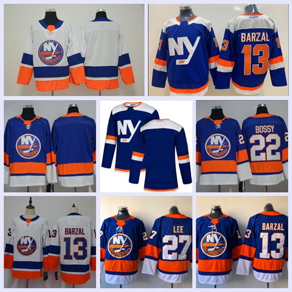 

Nhl new york i lander jer ey 13 mathew barzal 2019 third 3rd alternate 27 ander lee 22 mike bo y hockey jer ey blue white high quanlity