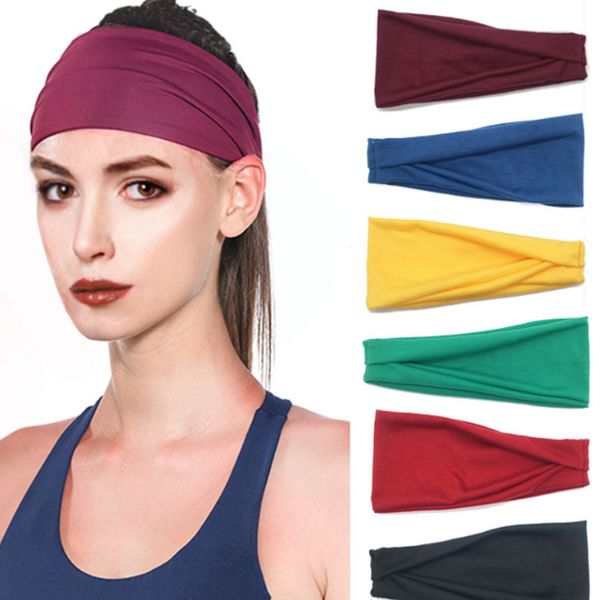 

women yoga wide headband sport elastic cotton printed head bandage running sweat absorbing running gym scrunchy hair bands le253, Slivery;white