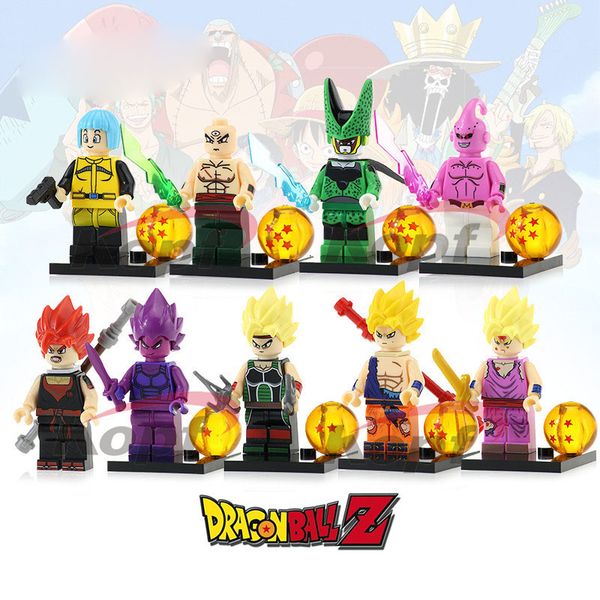 

Dragon Ball Z Vegeta Goku Bardock Gohan Majin Buu Tien Shin Han Bulma Perfect Cell Mini Action Figure Toy Building Block Bricks