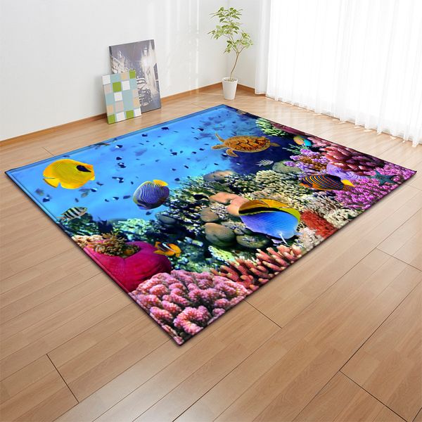 

13cross border undersea world carpet home decoration customized manufacturer direct sales mat anti slip mat