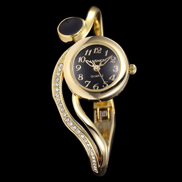

2019 gold luxury women's watch small dial bracelet fashion quartz wristwatches ladies rhinestone watch gifts, Slivery;brown