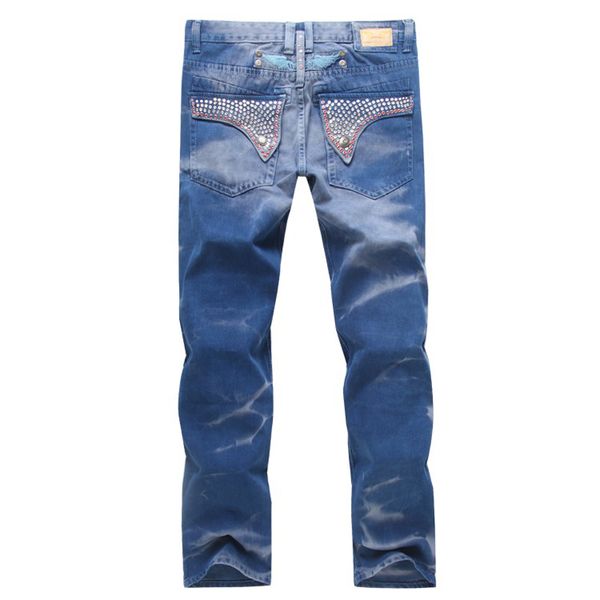 

new brand robin jeans for men denim with wings american flag jeans straight slim rb gym joggers pants mens robins jeans plus size, Blue