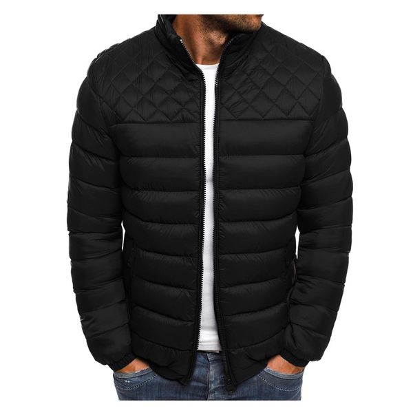 

men's coat fashion autumn winter zipper warm down jacket packable light coat jacket casual mens overcoat, Black