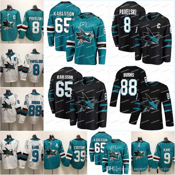 

65 Erik Karlsson 88 Brent Burns Jersey 39 Logan Couture San Jose Sharks 8 Joe Pavelski 19 Joe Thornton 9 Evander Kane Ice Hockey Jersey