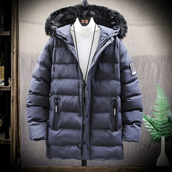 

2019 winter new arrival solid color cotton jacket imitation fur collar warm coat casual hooded zipper cardigan ing, Black
