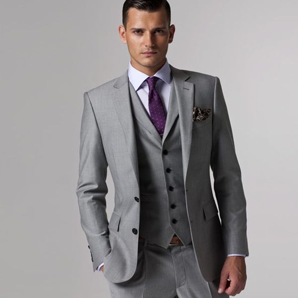 

three piece gray groomsmen tuxedos mens suits notched lapel custom made wedding groomsmen tuxedos (jacket + vest + pants, Black;gray