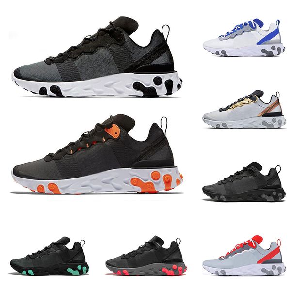 

react element 55 running shoes for men women triple black white solar red total orange fashion mens trainers sports sneakers