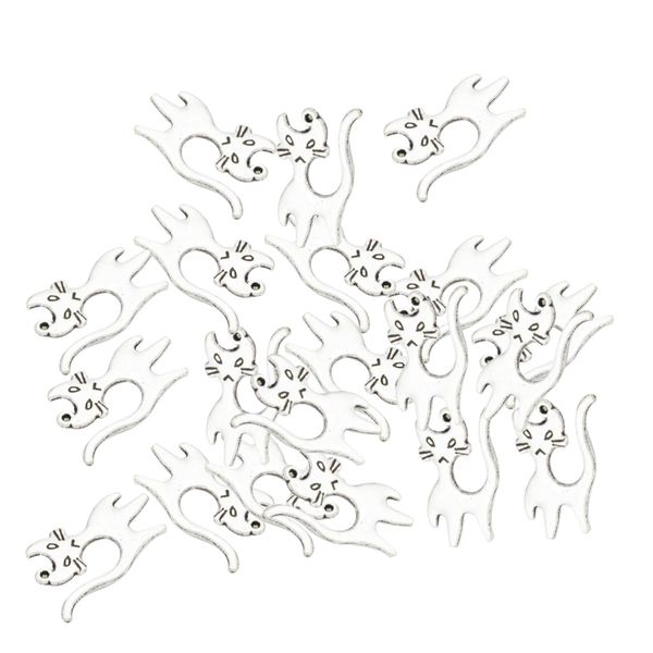 

20pcs silver lovely cat shape pendant diy earring necklace jewelry beads