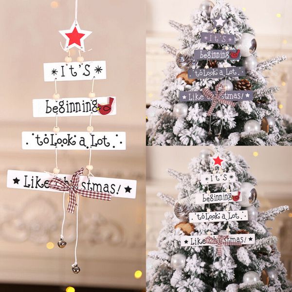 

christmas tree decorations wooden hanging ornament letter patterned accessories
