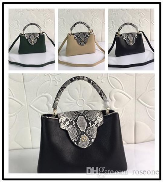 

high-quality classic women's fashion bag shoulder bag handbag python skin embellishment 95509