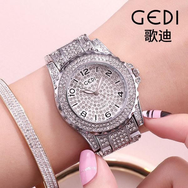 

new luxury diamond ladies watchcrossborderstyle watch factory direct gift table wholesale, Slivery;brown