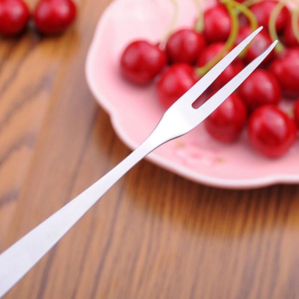 

stainless steel two-tine fruit fork snack cake dessert forks west tableware fruit fork cafeteria home flatware kitchen accessory