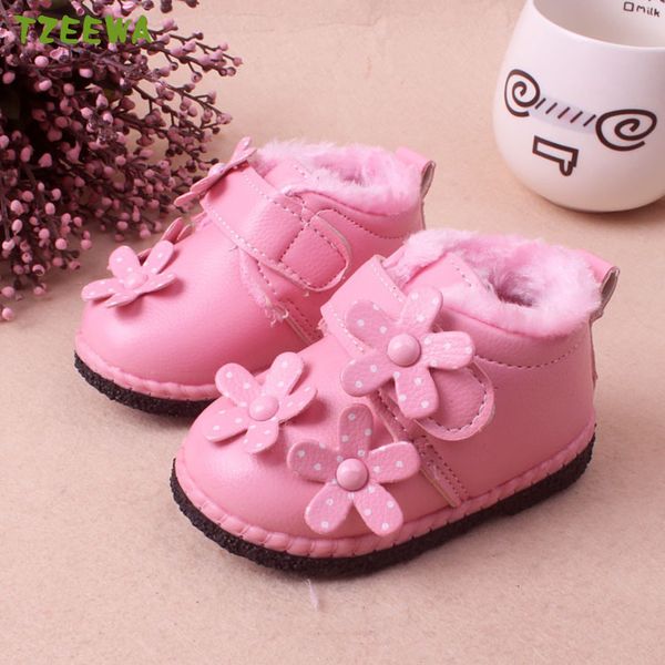 

2019 winter fashion baby girls boots baby shoes warm plush soft bottom girls boots flowers winter toddler girl shoes, Black;grey