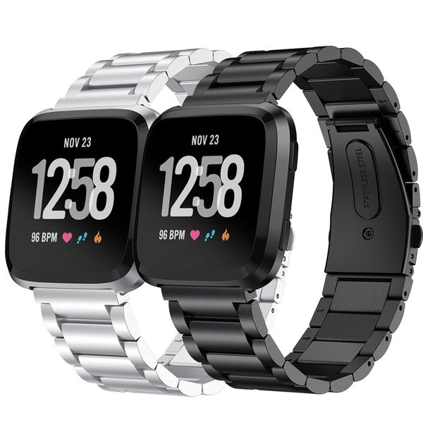 

for versa smart watch stainless steel watch wrist band strap replacement metal wristband breathable bracelet bangle belt, Black;brown